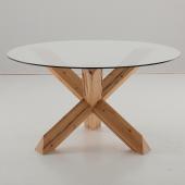 loft etkezo kerek asztal bontott ujrahasznositott natur termeszetes gerenda falab rusztikus loft butor kerekasztal uveg asztal etkezo modern konyha.jpg